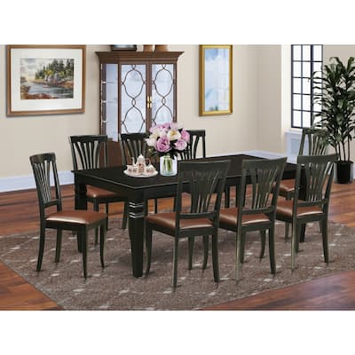 Dining Room Set 9 Piece Table with Chairs - Rectangle Kitchen Table & Faux Leather Seats - Modern Dining Furniture