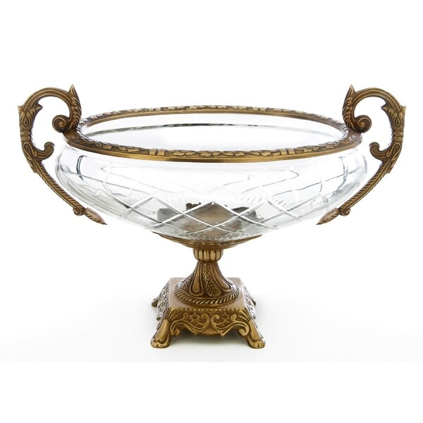 14" Glass Brass Bowl