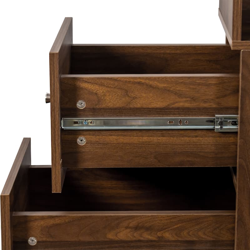 70.87" H Display Storage Cabinet,4-Tier Shelf,3 Side Drawers ,Modern Wooden Tall Bookshelf Bookcase
