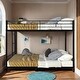 preview thumbnail 1 of 9, Industrial Modern Low-Profile Design Twin over Twin Bunk Bed, Convertible Bed with Ladder, Black Black