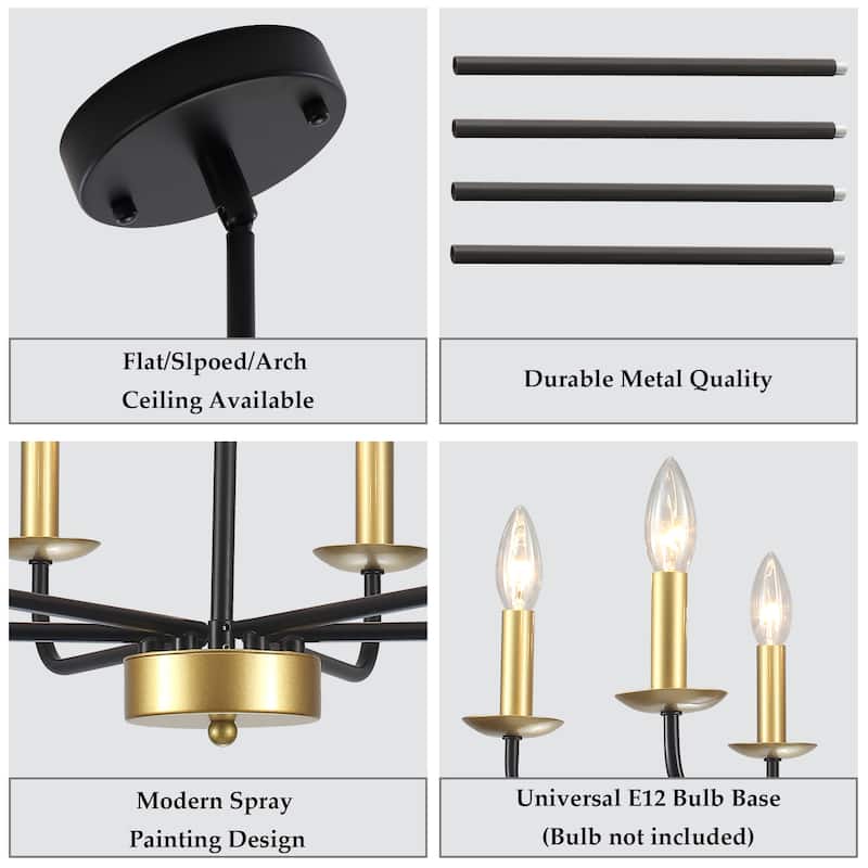 24.01 in. Modern Farmhouse Chandelier , 6-Light French Country Chandelier for Dining Room Living Room Bedroom Kitchen