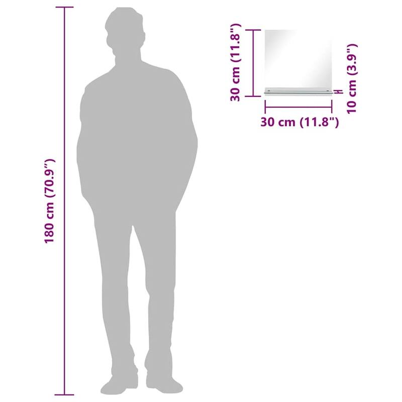 vidaXL Wall Mirror with Shelf Decoration Make Up Cosmetic Mirror Tempered Glass