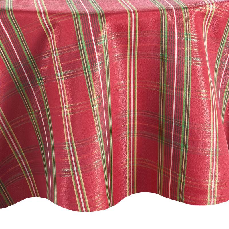 Elrene Shimmering Plaid Holiday Christmas Tablecloth