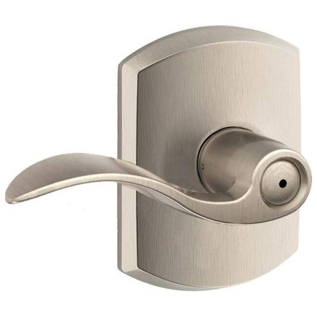 Schlage Accent Privacy Door Lever Set with Decorative Greenwich Trim - Satin Nickel