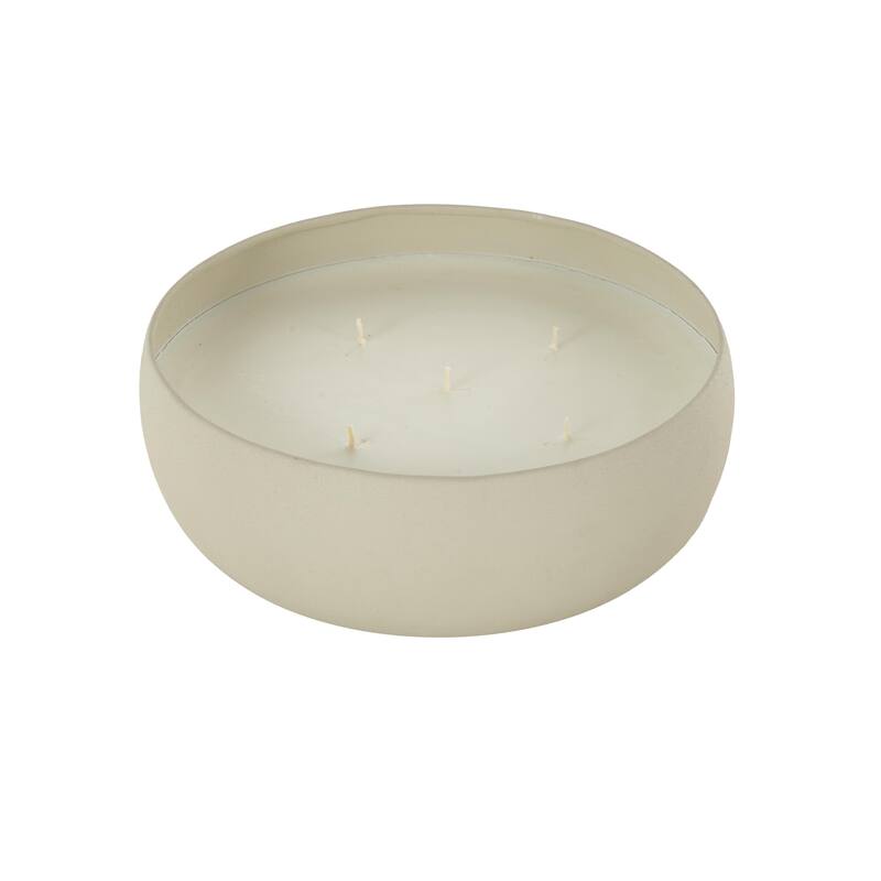 Beige, Black or Cream Metal Scented Textured 63oz 5 Wick Decorative Candle with White Wax