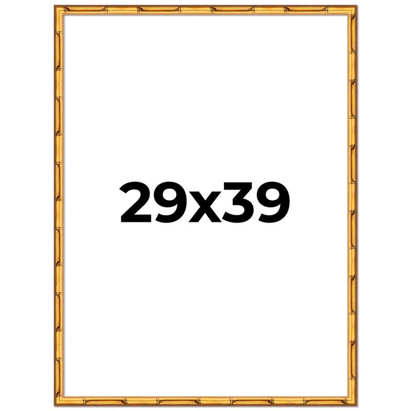 29x39 Frame Gold Bamboo Picture Frame Modern Photo Frame Includes UV Acrylic Shatter Guard Front Acid Free Foam Backing Board