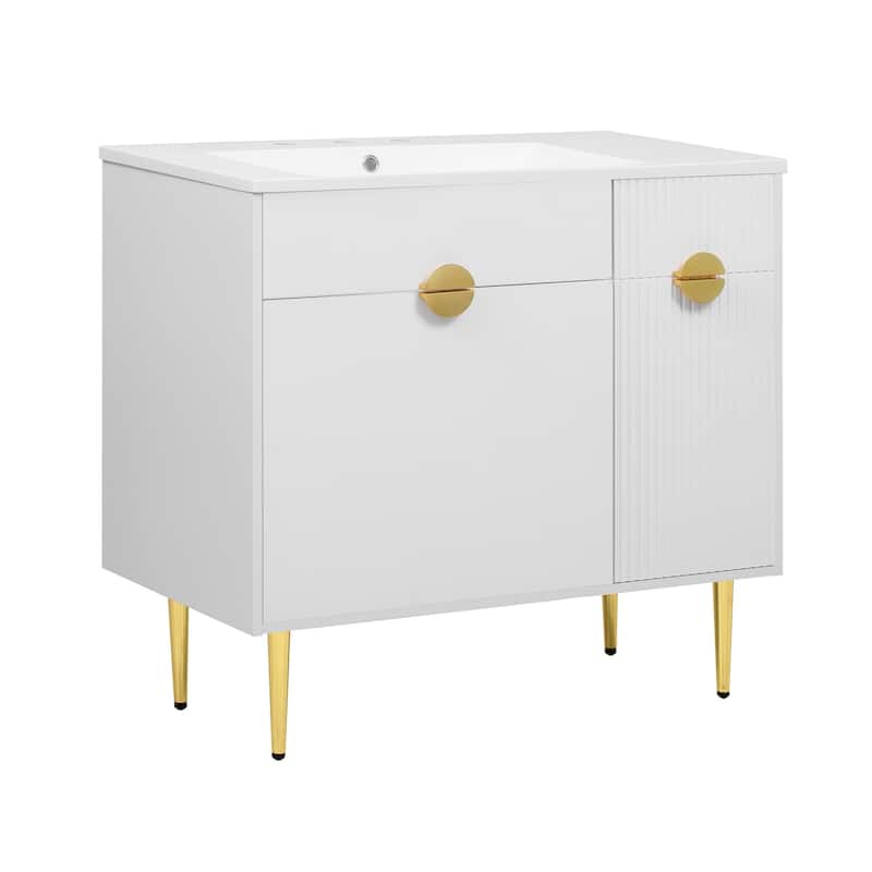 36 Inch Modern Bathroom Vanity With Sink in White