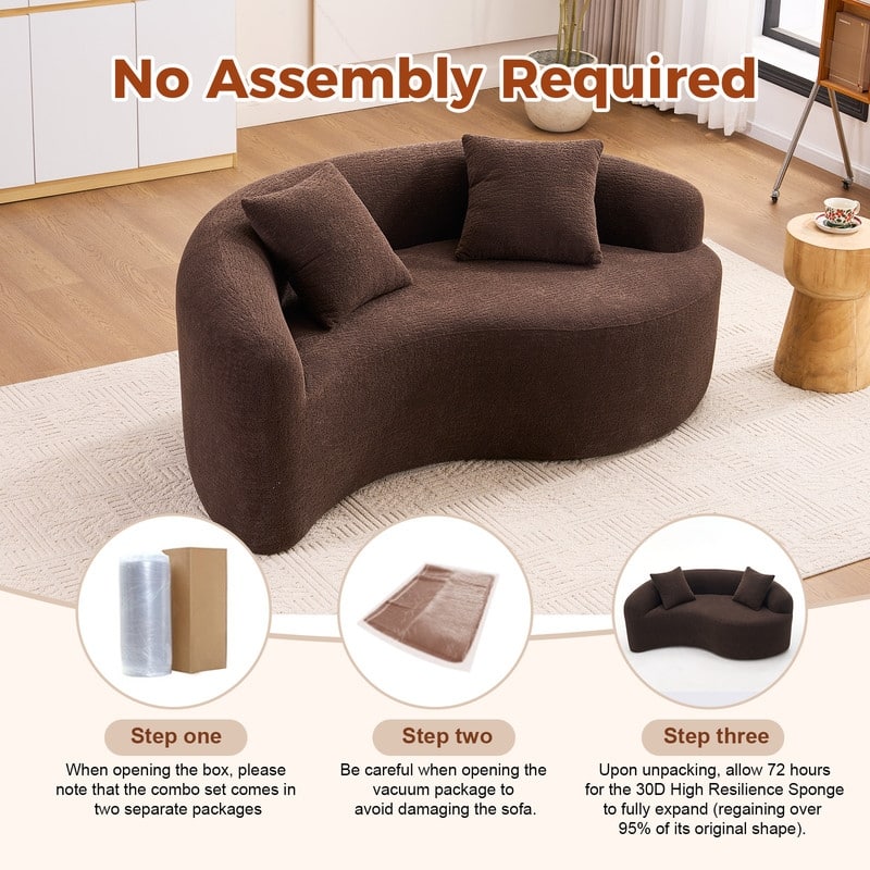 Single S-Curved Chenille Sofa Chair, No Assembly