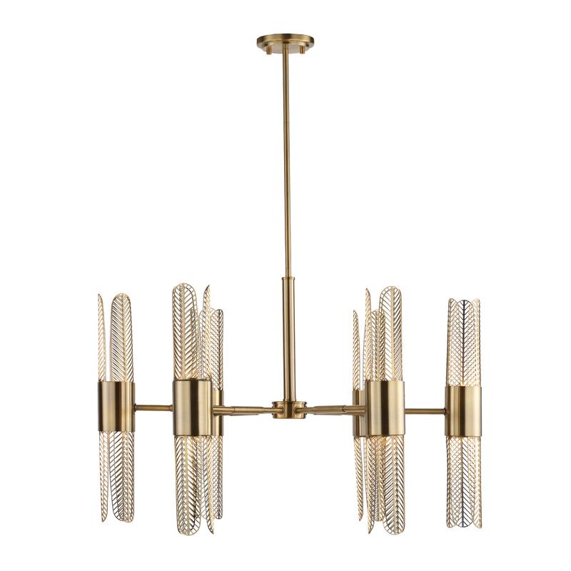 12-Light Ceiling Chandelier with Cut-Out Shade - 31" - Gold
