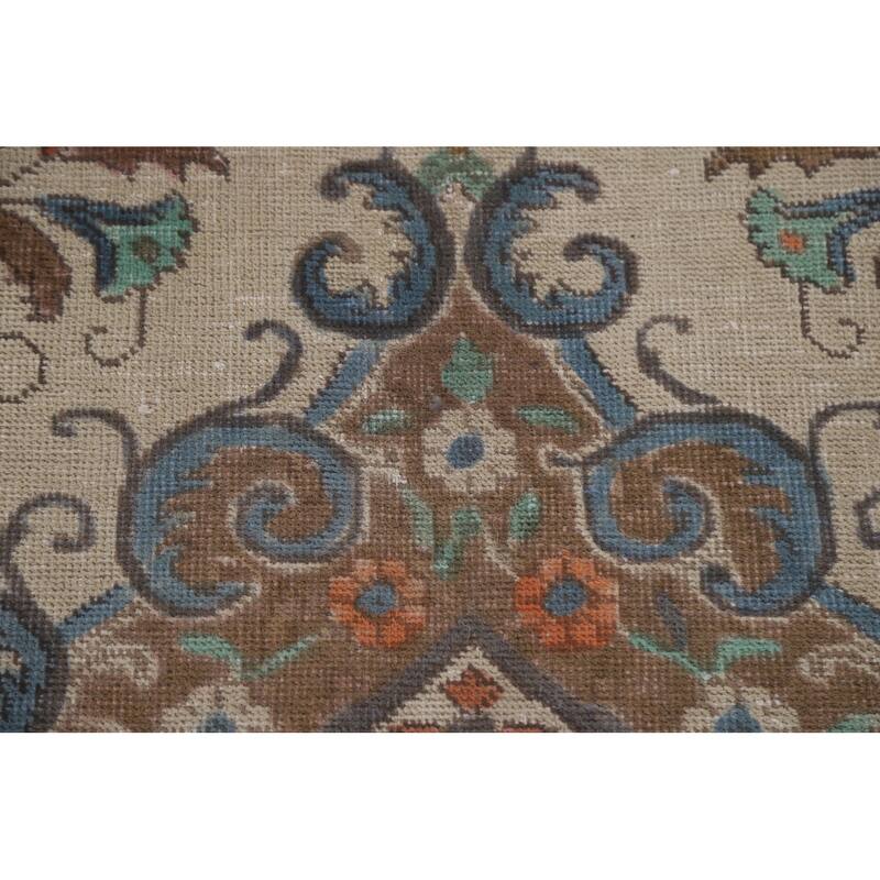 Hand Knotted Oriental 100% Wool Carpet Traditional Floral Beige & Ivories Tabriz Area Rug - 12' 9'' X 9' 9''