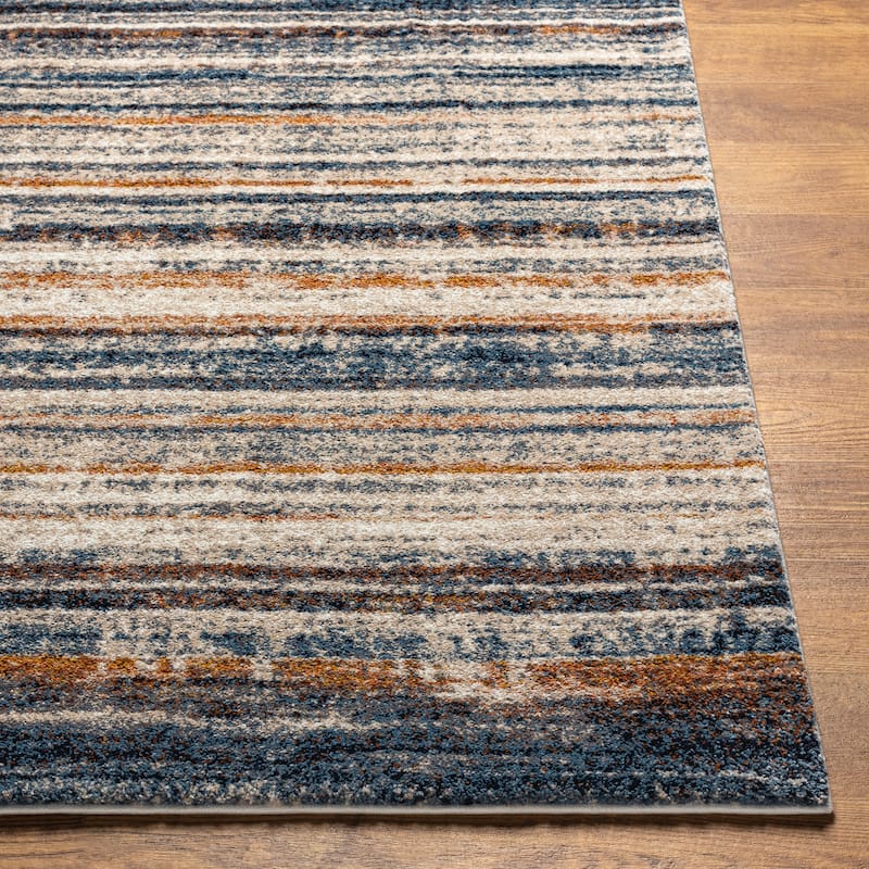 Corra Rustic Stripes Plush Area Rug