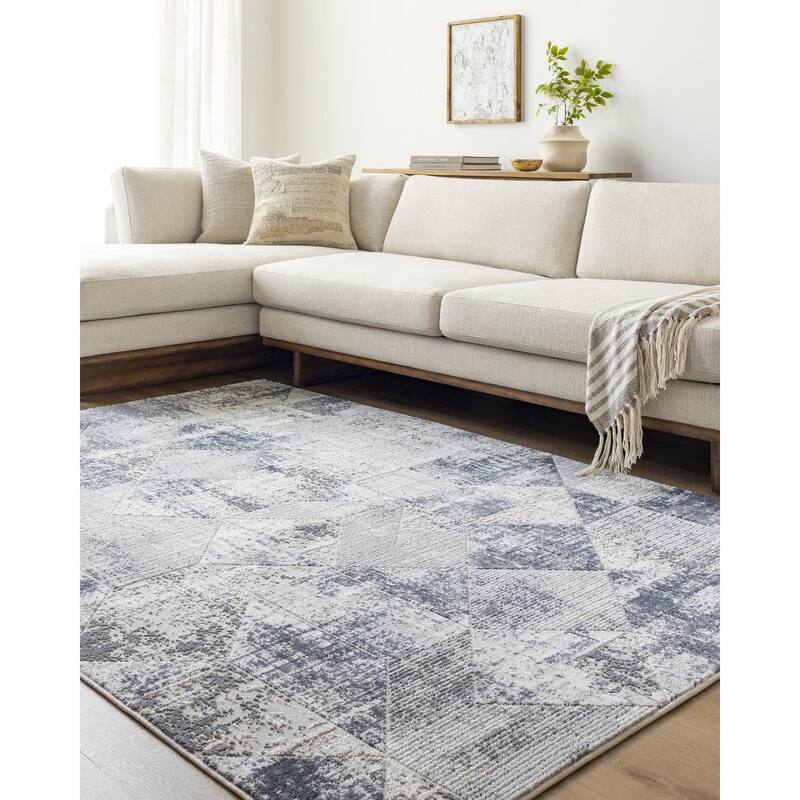 Livabliss Nesta Modern Abstract Area Rug - Grey/White - 5' 3" x 7'