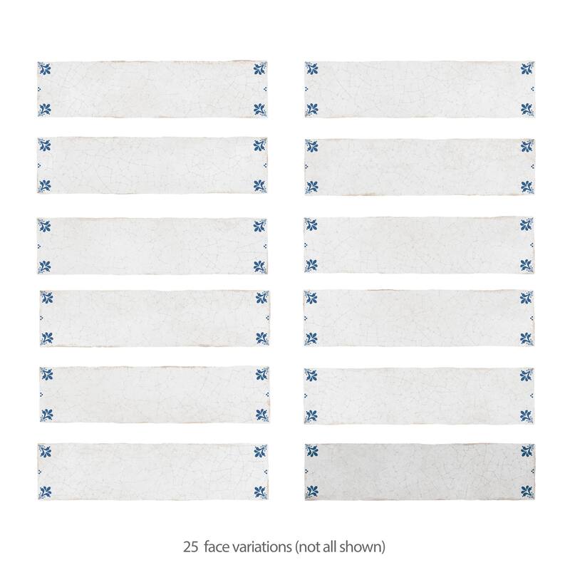 Merola Tile Crackle White Decor 2-7/8" x 11-7/8" Ceramic Wall Tile