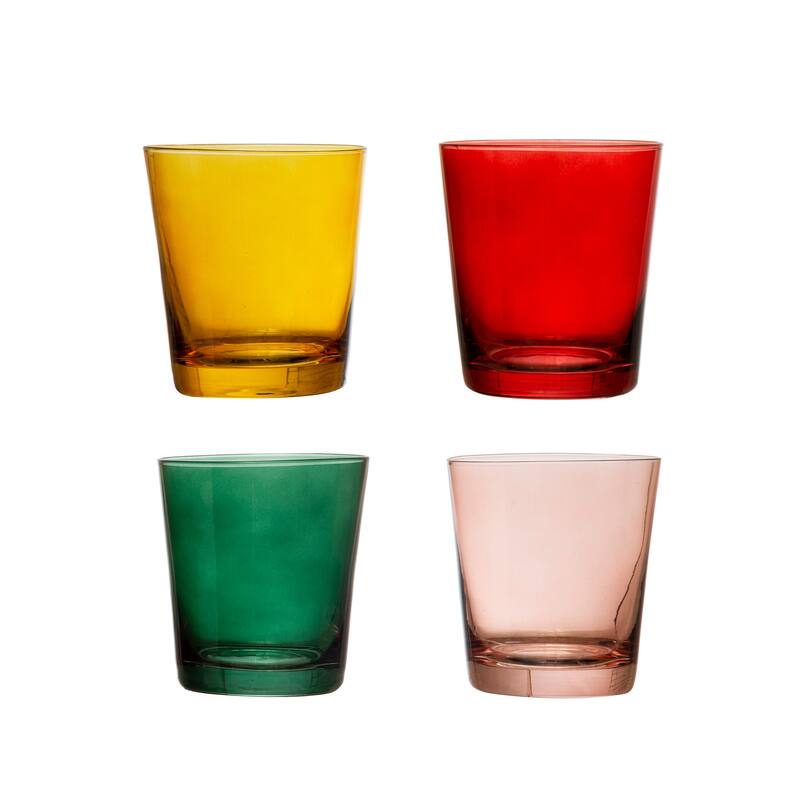 Low Ball Drinking Glass - Set of 4 - Multi