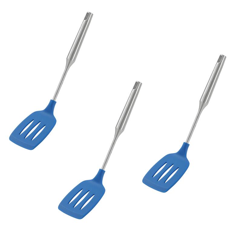 YBM Home Stainless Steel Turner, One-Piece Slotted Turner/Spatula - Blue - Pack of 3