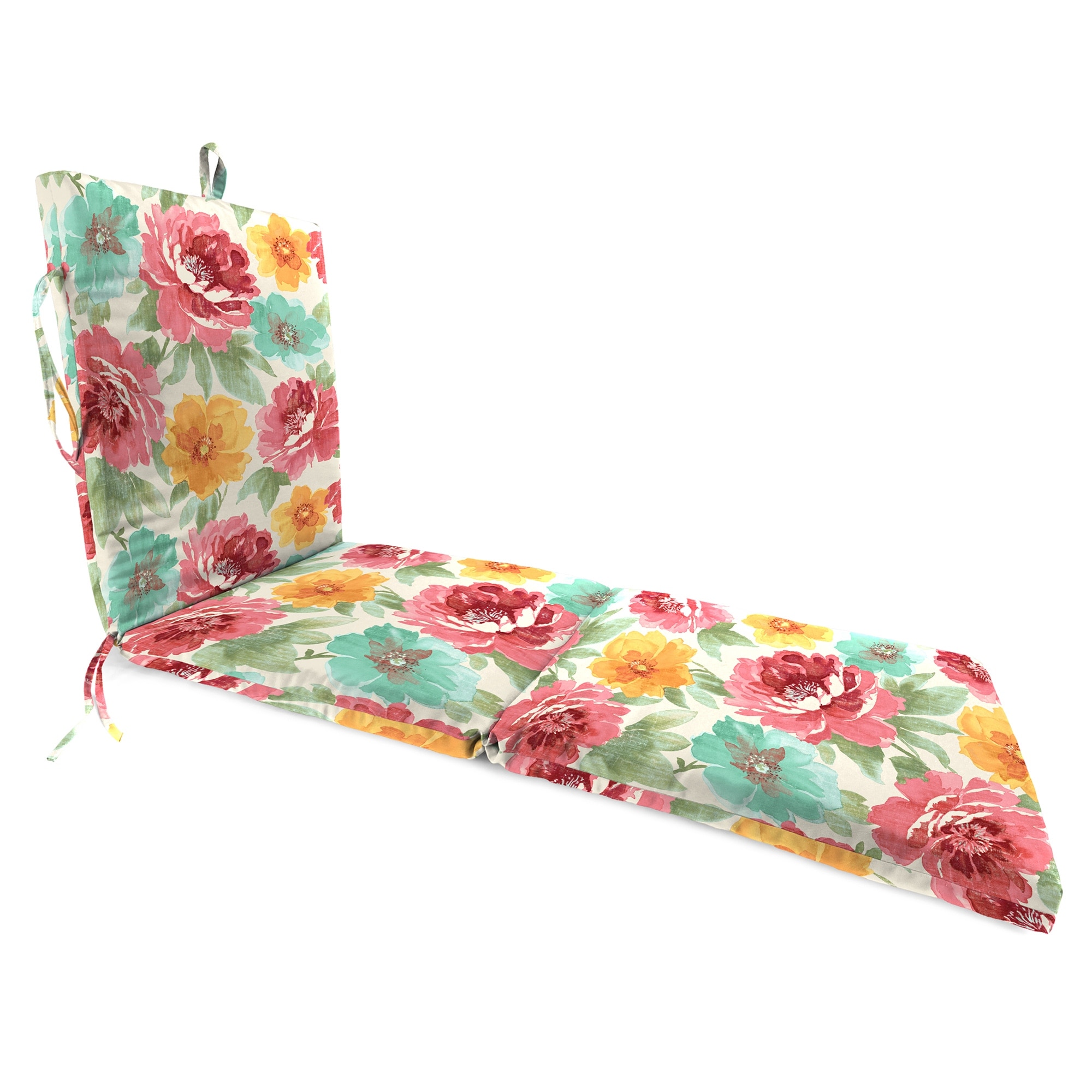 72" x 21" Multicolor Floral Outdoor Chaise Lounge Cushion with Ties and Loop - 72'' L x 21'' W x 3'' H