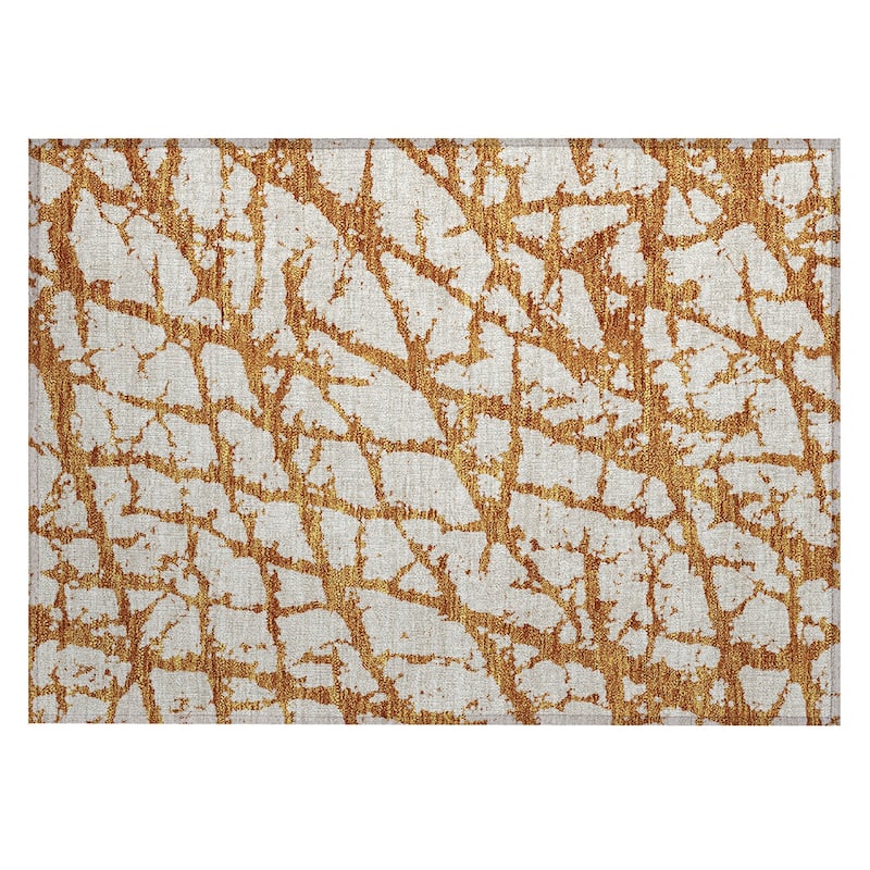 Machine Washable Indoor/ Outdoor Abstract Contemporary Chantille Rug