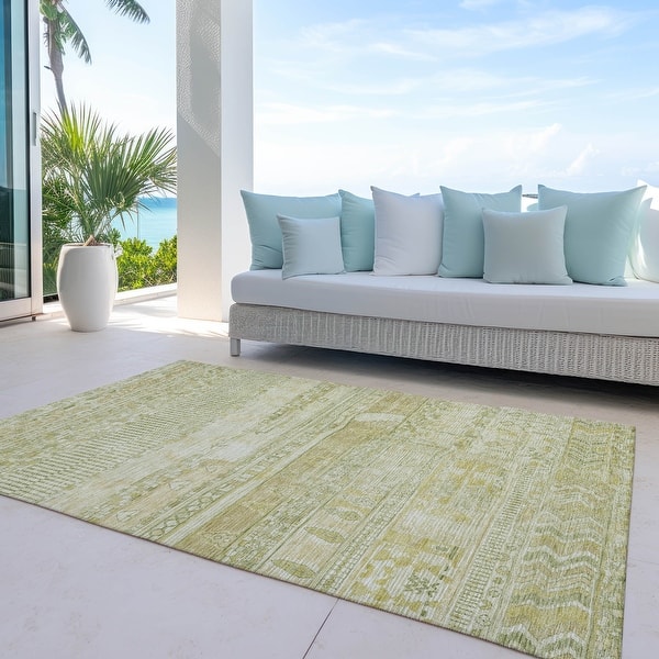 slide 2 of 9, Machine Washable Indoor/ Outdoor Boho Global Chantille Rug Tan - 10' x 14'