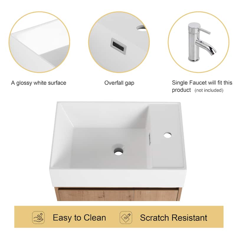 Malwee 24"/30" Bathroom Vanity with Sink, Floating Bathroom Vanity with Soft Close Door