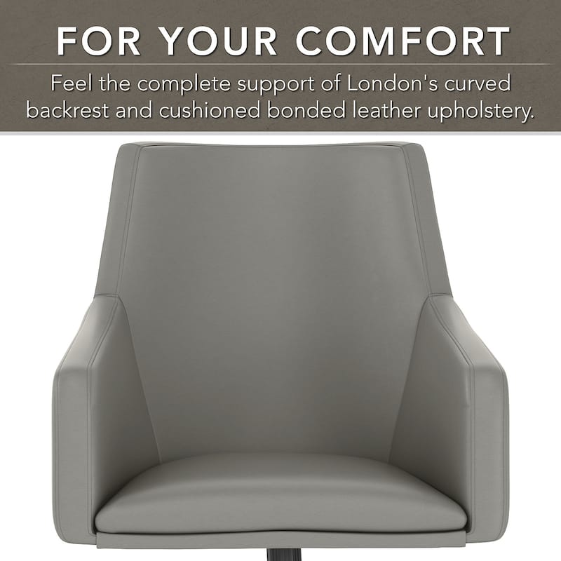 Bush Furniture Somerset Mid Back Leather Box Chair in Brown - 24.41"L x 24.80"W x 34.45"H