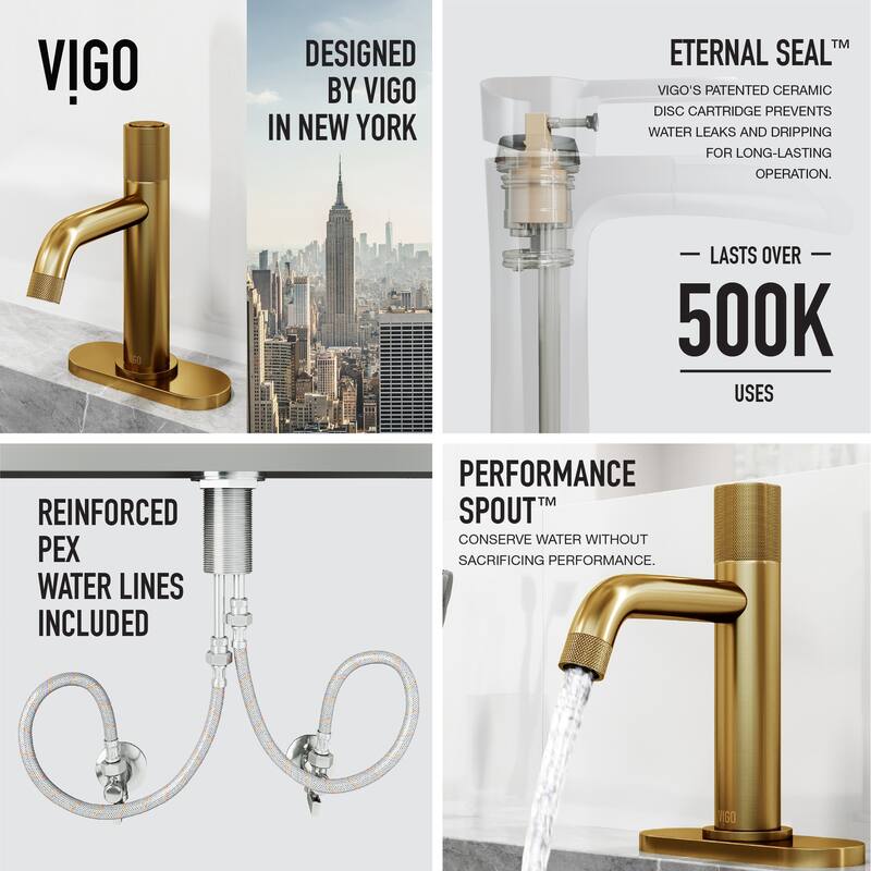 VIGO Apollo 8" H Button Operated Single Hole Bathroom Faucet