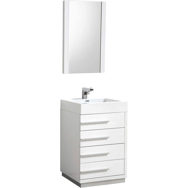 Blossom 24" All-Wood Vanity w/ Acrylic Sink & Mirror, Freestanding