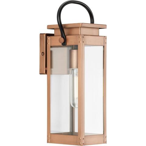Union Square One-Light Small Antique Copper Urban Industrial Outdoor Wall Lantern - 6.5 in x 5.5 in x 15.87 in