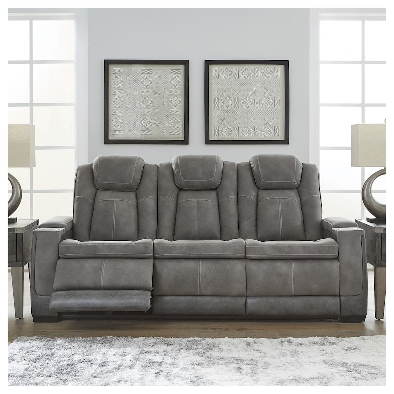 Next-Gen DuraPella Power Reclining Sofa with Adjustable Headrest - 86"W x 40"D x 43"H - 86"W x 40"D x 43"H - Slate