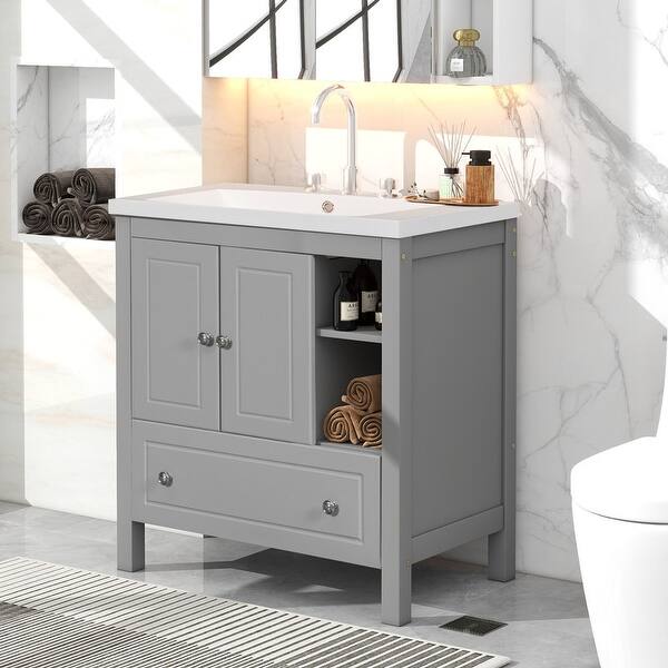 Modern Storage Cabinet Bathroom Vanity with Ceramic Sink and Drawers ...