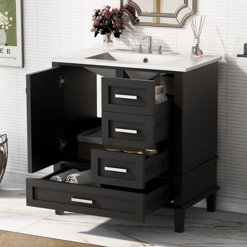30" Bathroom Vanity , Modern Bathroom Cabinet with Sink Combo Set, Bathroom Storage Cabinet with 3 Drawers