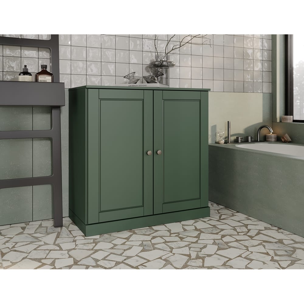 Palace Imports 100% Solid Wood Bathroom Storage Cabinet, Raised Panel Doors, Adjustable Shelves, 32" Wide, 35.75" Tall