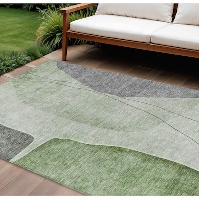 HomeRoots Abstract Transitional Rectangle Outdoor Rug