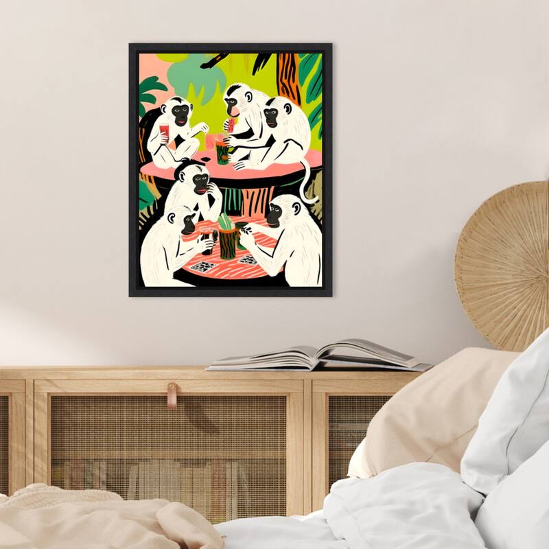 Monkey Game Weekend by Uma Gokhale Framed Canvas Wall Art