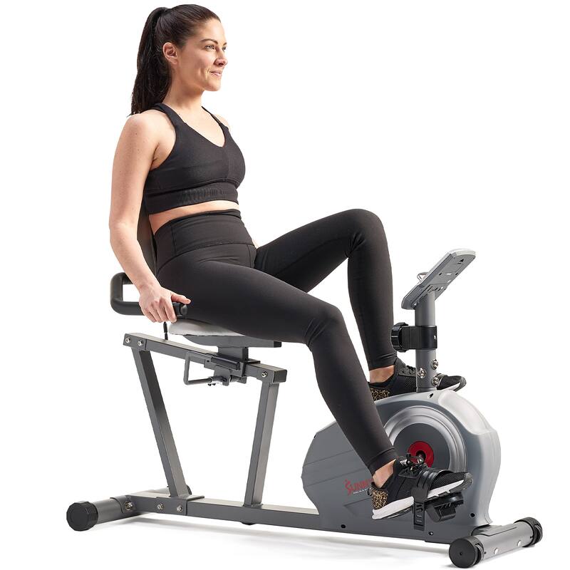 Sunny Health & Fitness Essentials Series Magnetic Smart Recumbent Bike with SunnyFit® App Bluetooth Connectivity