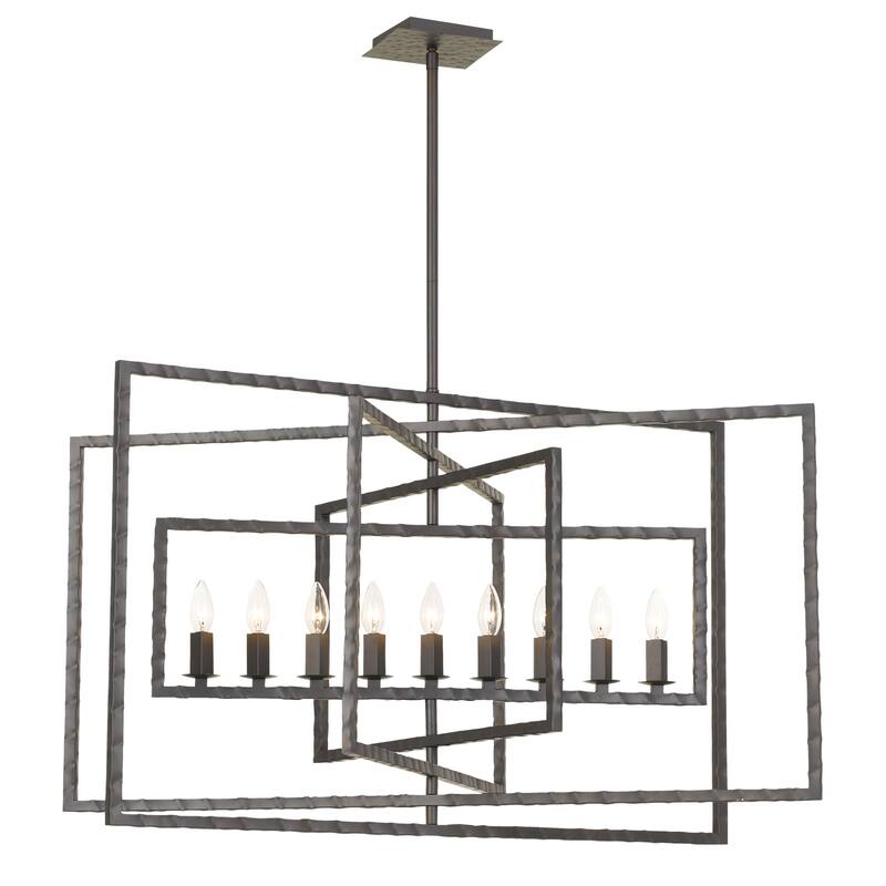 Capri 9 Light Raw Steel Chandelier - 39'' W x 24'' H - Exact Size