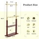 preview thumbnail 4 of 14, Roomfitters Double-Layer Coat Rack with Golden Frame, Solid Wood Shelf and Hat Stand for Entryway Storage, Gold+Walnut
