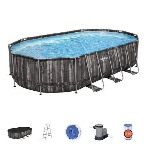 Bestway Power Steel 20' x 12' x 48" Oval Above Ground Outdoor Swimming Pool Set - 223.2