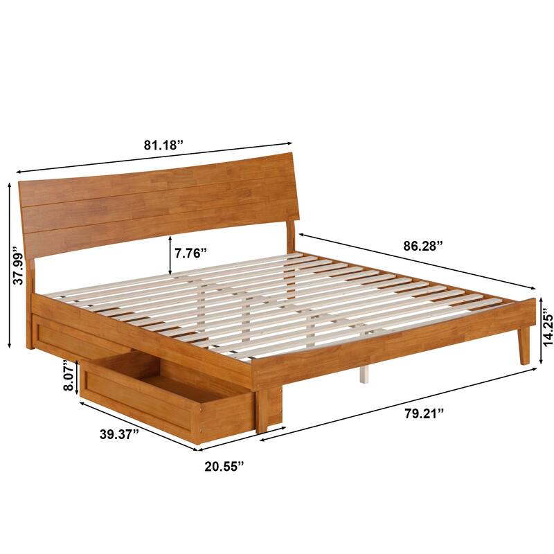 Phoenix Wood Platform Bed with Storage Drawers