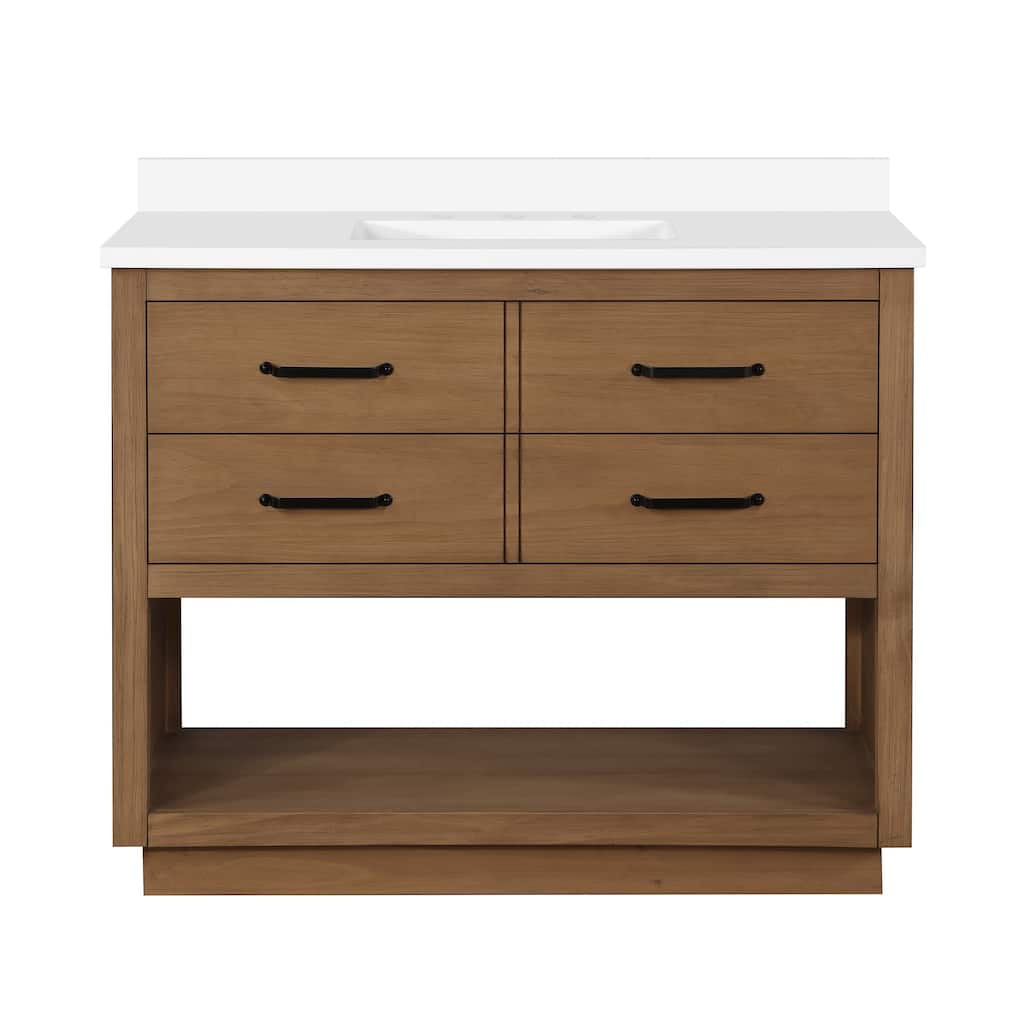 OVE Decors Carran 42 in. Vanity Wax Pine Finish and Black Hardware