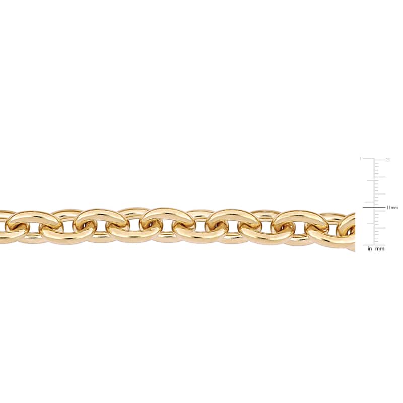 Miadora Yellow Plated Sterling Silver Oval Link Chain Necklace - 24 inch x 11 mm x 11 mm - 24 inch x 11 mm x 11 mm