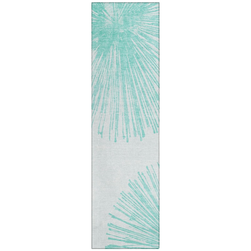 Machine Washable Indoor/ Outdoor Chantille Contemporary Burst Rug
