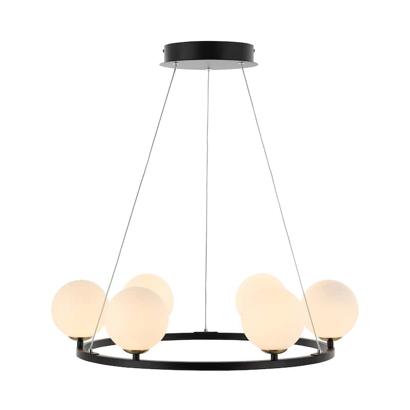 SAFAVIEH Lighting Pomona Chandelier - Matte Black - 25"W x 25"D x 85"H
