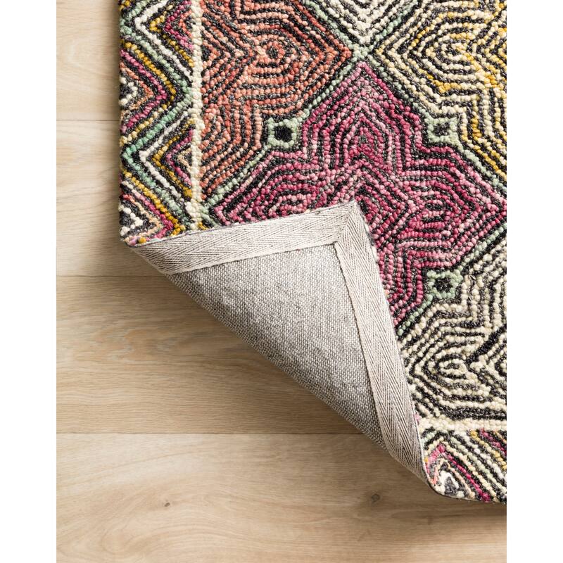 Alexander Home Kaleidoscope Geometric Border Hand-Hooked Wool Rug
