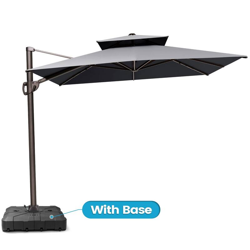 10.5 ft. x 9 ft. 360-Degree Rotation Cantilever Patio Umbrella with Base Stand