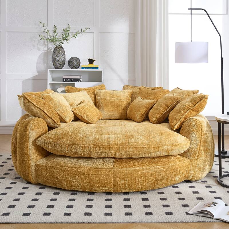 Comfortable Oversized Double Loaf High Back Round Sofa Bed with Armrests