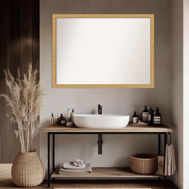 Lila Non-Beveled Wood Framed Bathroom Vanity Wall Mirror