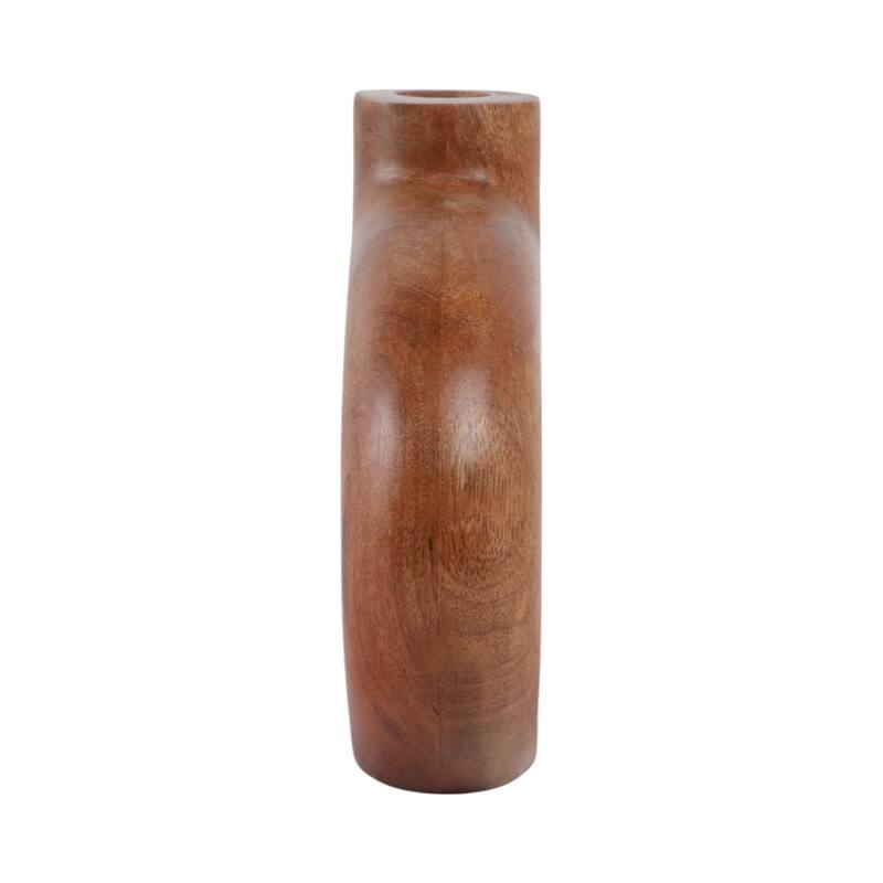 Mango Wood Modern Vase with Round Cutout Silhouette Minimalist Design