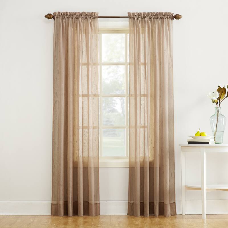No. 918 Erica Sheer Crushed Voile Single Curtain Panel, Single Panel - 51 x 84 - Taupe