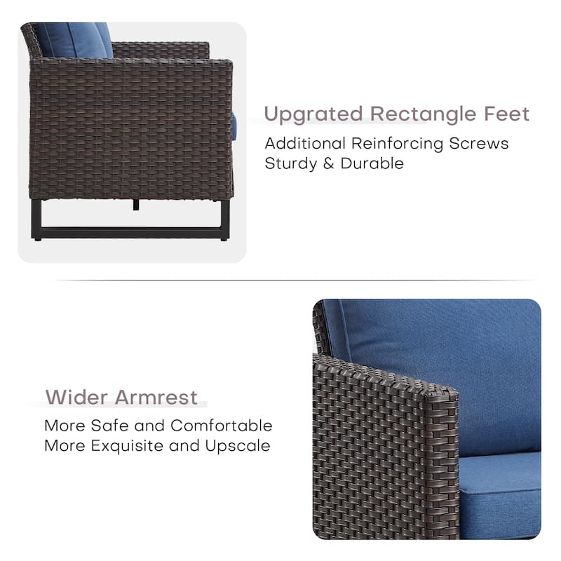 Gymojoy 3-Piece Wicker Outdoor Sofa Ottoman Set