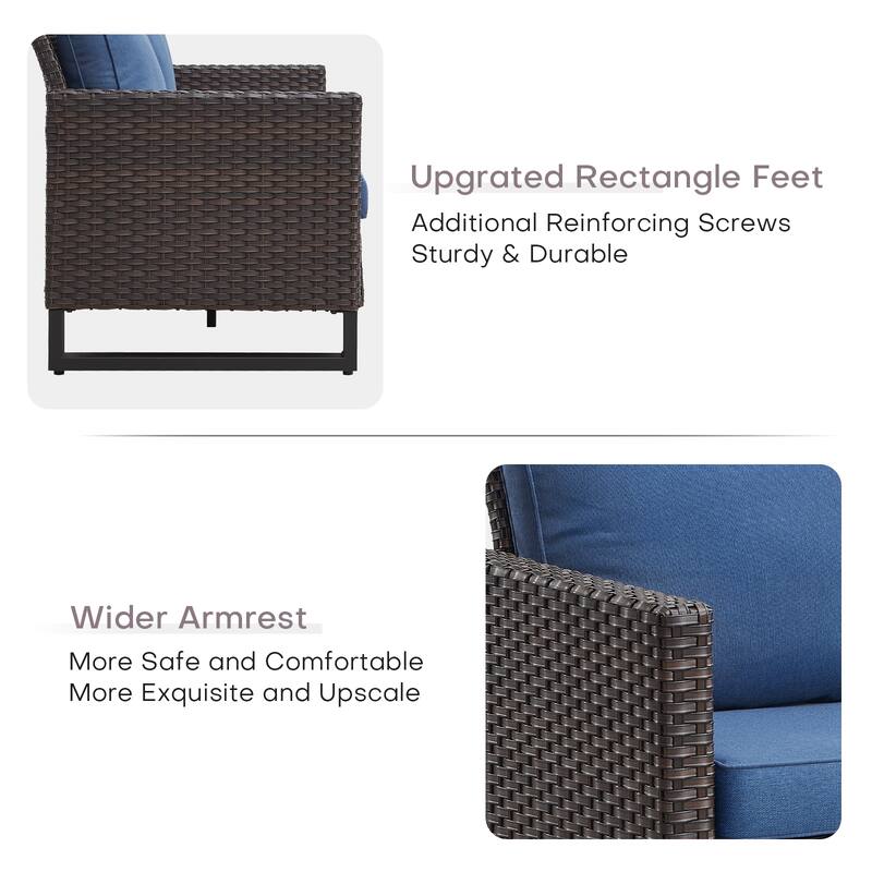 Gymojoy 6-Piece Wicker Outdoor Sofa Ottoman Set Weather-resistance